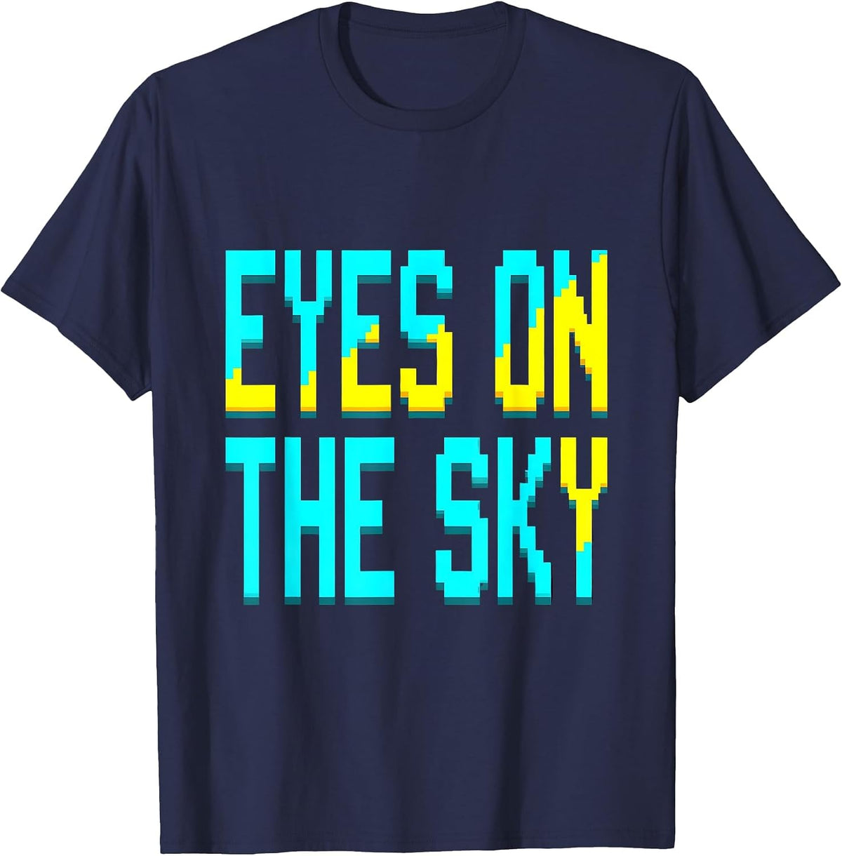 Eyes on the Sky Stargazing Astronomy Design T-Shirt - Navy Blue
