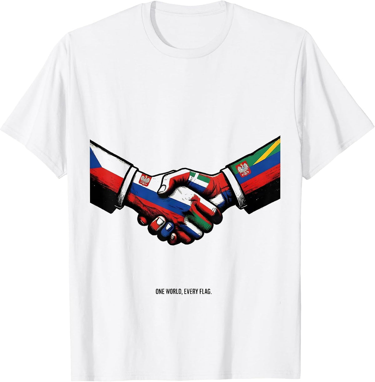 Men's One World Every Flag Geography Lover World Traveler T-Shirt - White