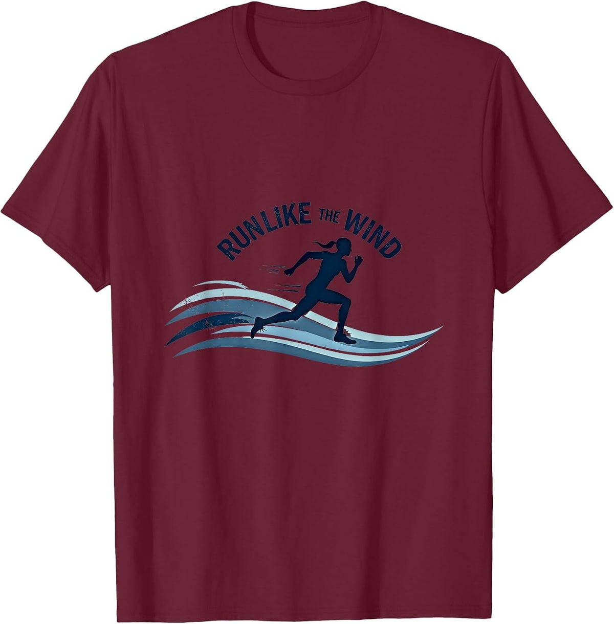 Run Like The Wind Cross Country Runner Motivational T-Shirt - Burgundy