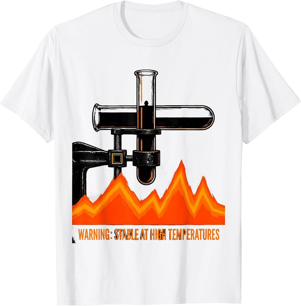 Men's Warning: Stable At High Temperatures Funny Science Teacher T-Shirt - White