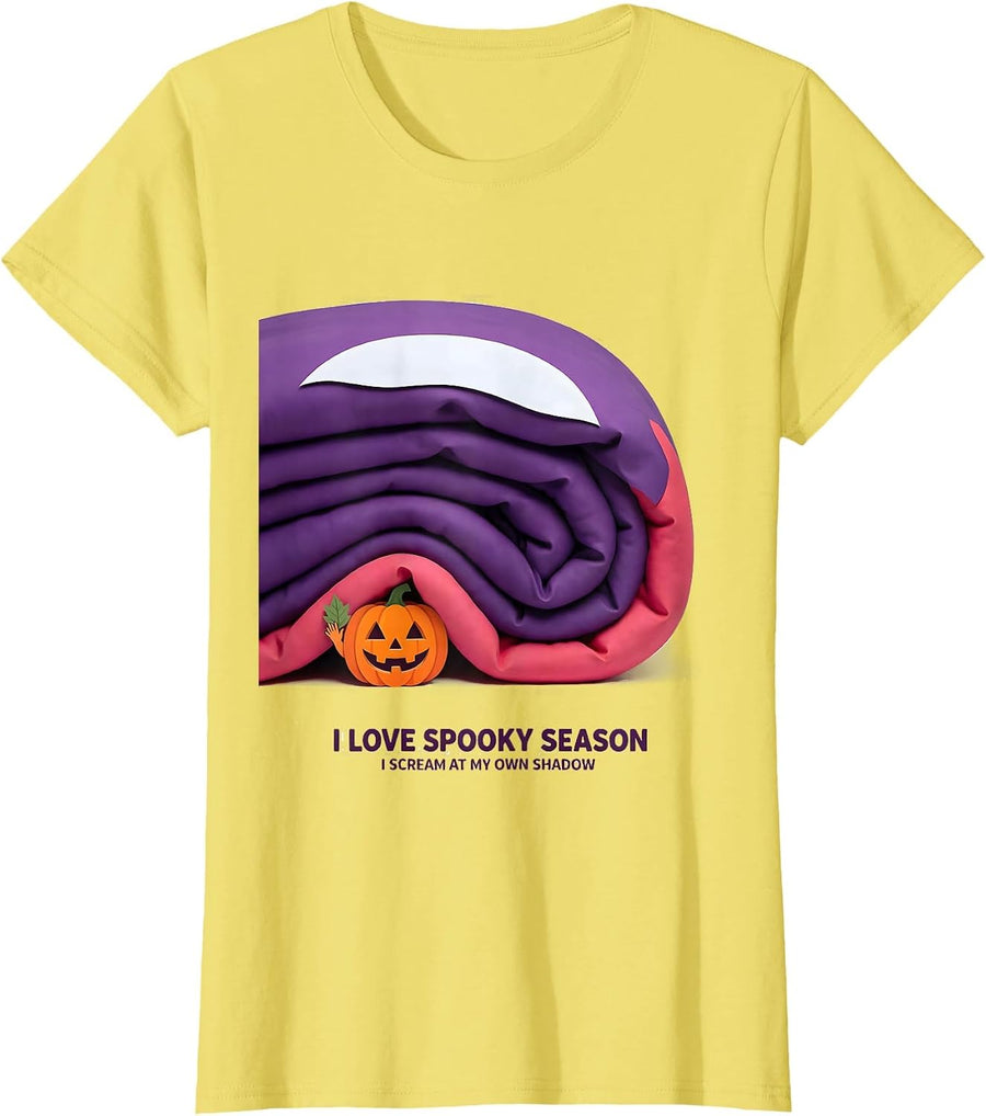 I Love Spooky Season I Scream At My Own Shadow Funny T-Shirt - Lemon Yellow