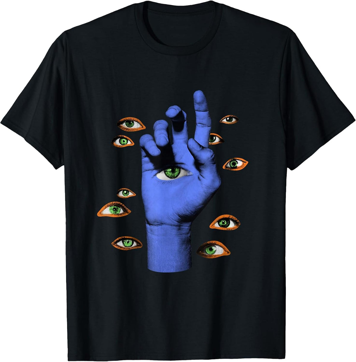 Weirdcore Hand Eyeballs Weird Eyes Goth Grunge Gothic Odd T-Shirt - Black