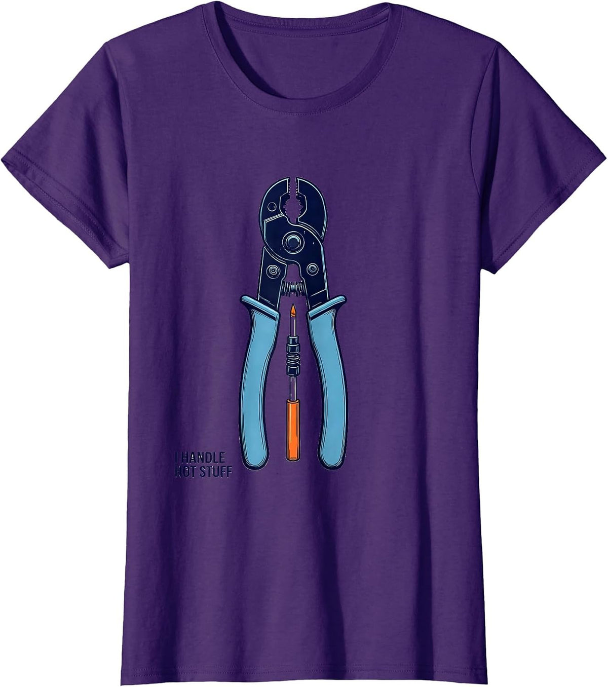 Women's I Handle Hot Stuff Funny Electrician Lineman Engineer T-Shirt - Purple