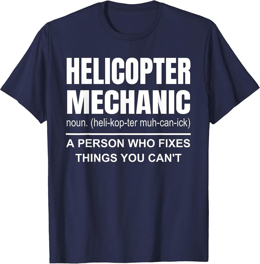 Helicopter Mechanic Definition Aircraft Mechanic T-Shirt - Navy Blue