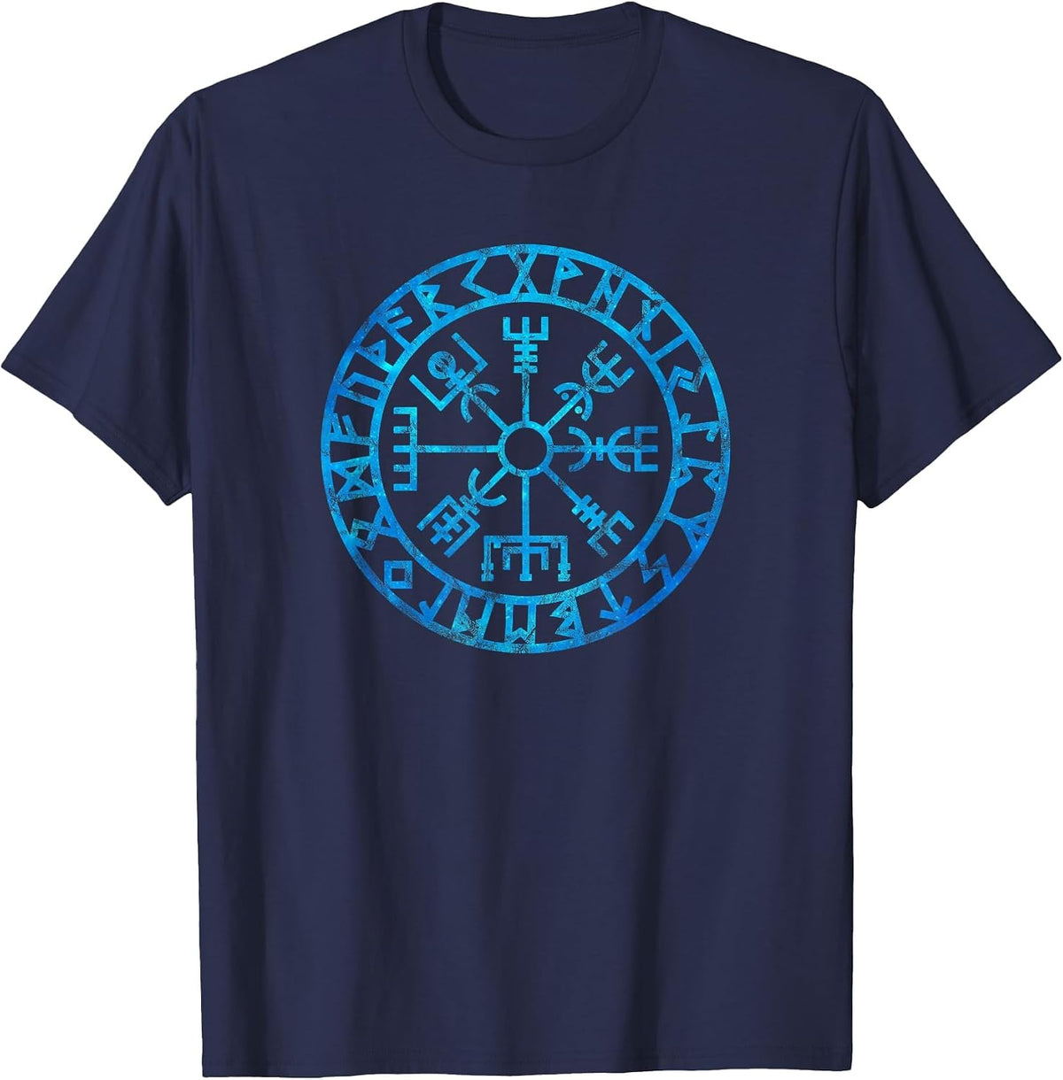 Vegvisir Viking Compass Rune Protection Symbol Celtic Nordic T-Shirt - Navy Blue