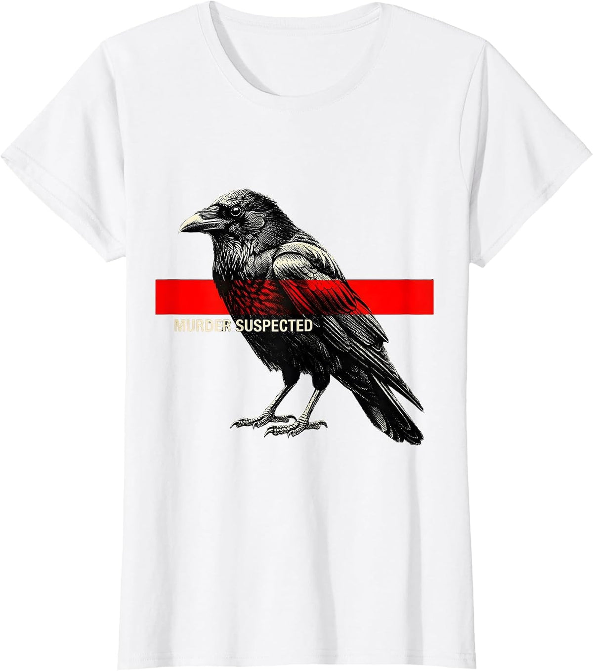 Murder Suspected Dark Humor Crow Raven Bird Lover Gothic T-Shirt - White
