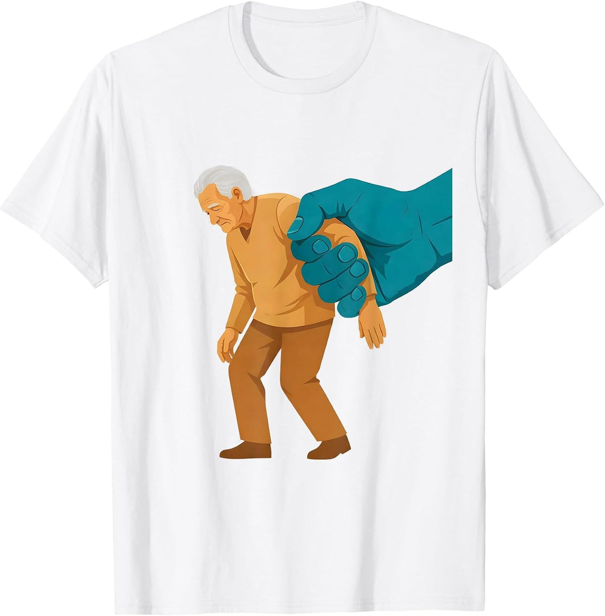 Men's Fall Prevention Elderly Care Support Graphic T-Shirt - White