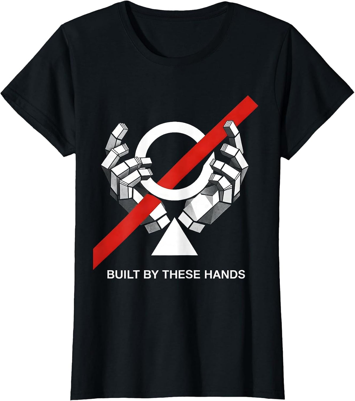Women's Built By These Hands Blue Collar Worker Design T-Shirt - Black