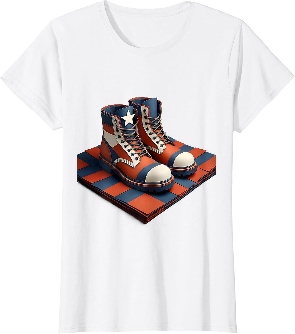Women's Steel-Toe Work Boots Patriotic Union Labor Day T-Shirt - White