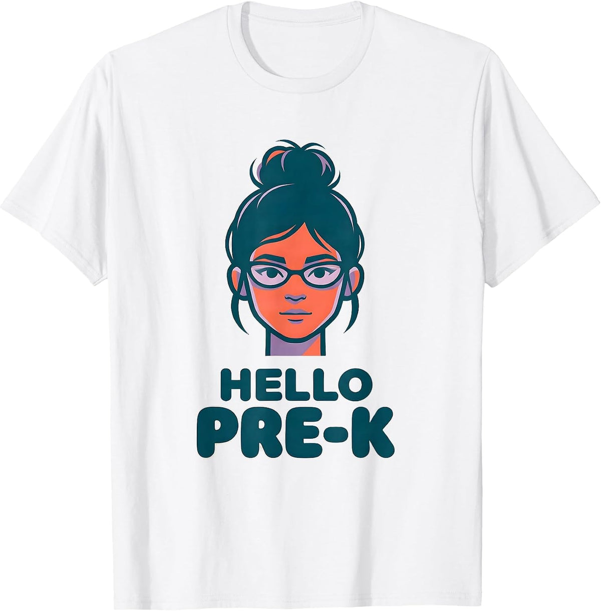 Men's Hello Pre-K Messy Bun Girl First Day of School T-Shirt - White