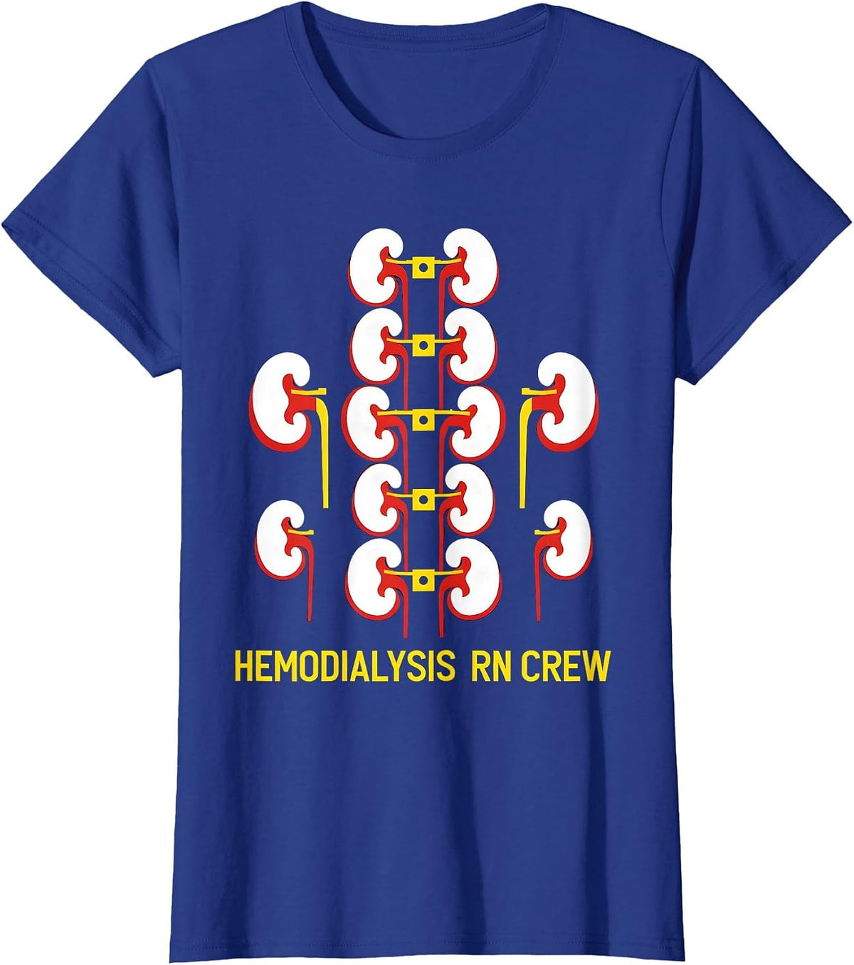Women's Hemodialysis RN Crew Modernist Nephrology Nurse Gift T-Shirt - Royal Blue