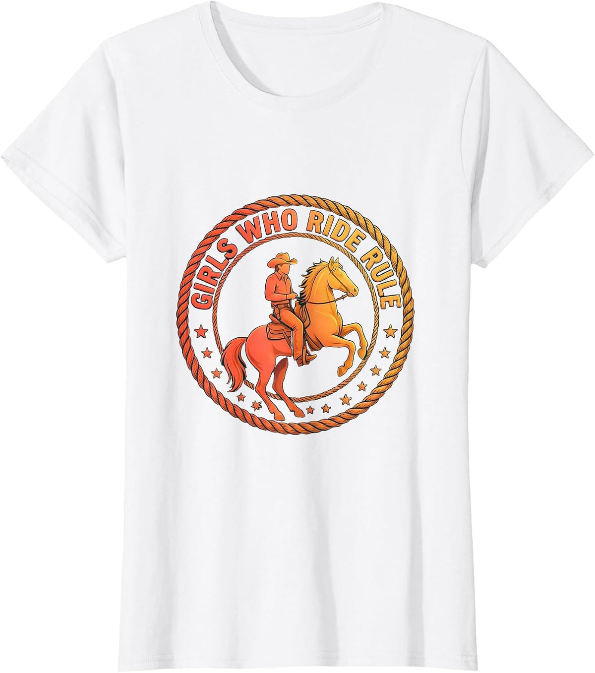 Girls Who Ride Rule Rodeo Design T-Shirt - White