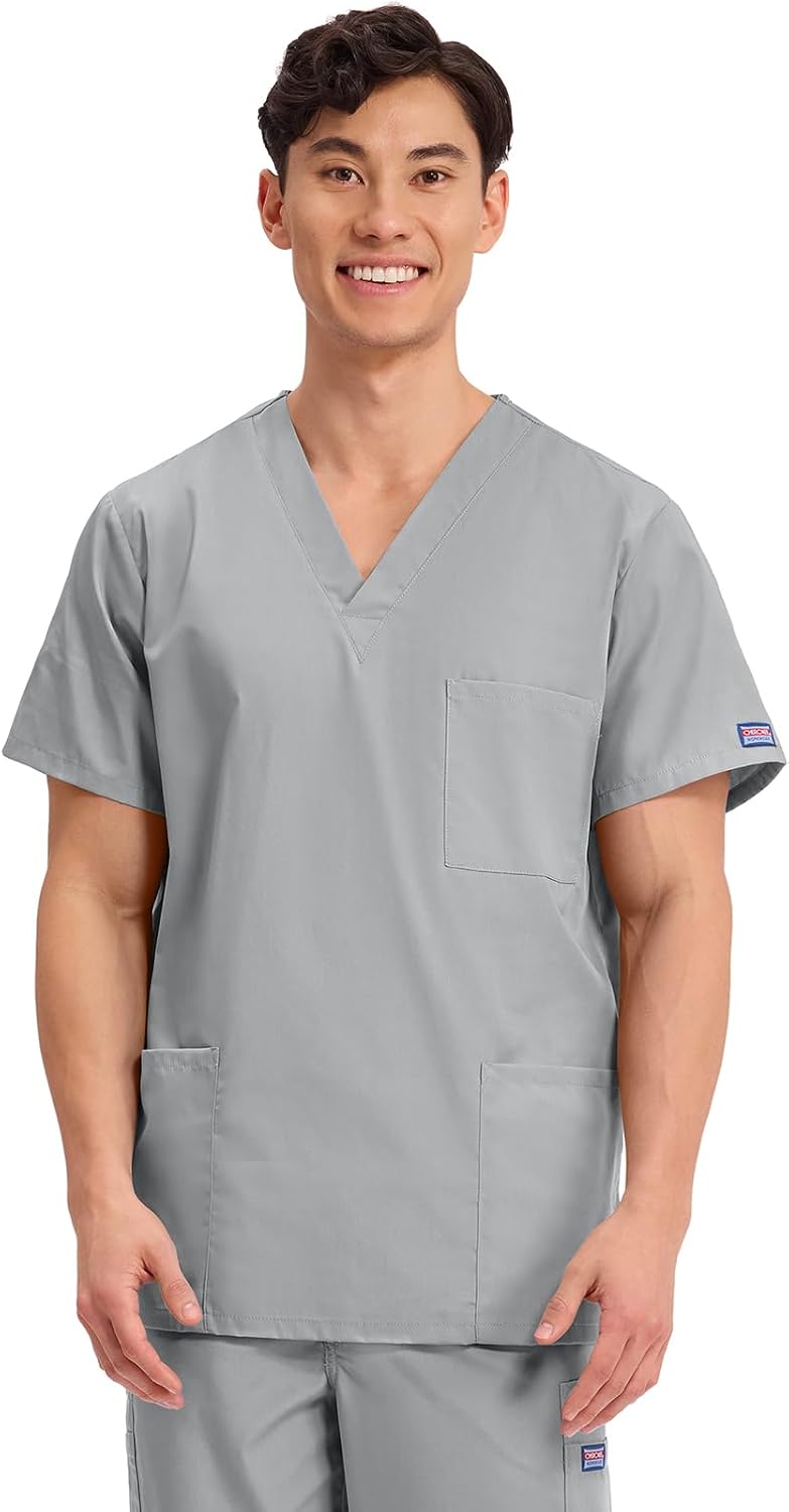 Cherokee WW Originals Scrubs for Women and Men Unisex V-Neck Scrub Top - Grey