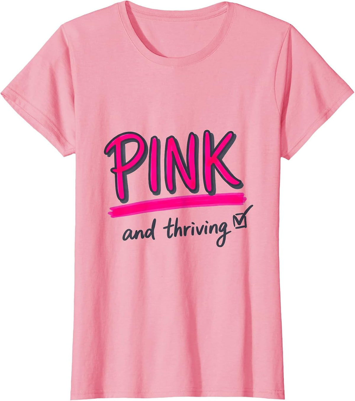 Women's Pink and Thriving Flamingo Graphic Design T-Shirt - Pink