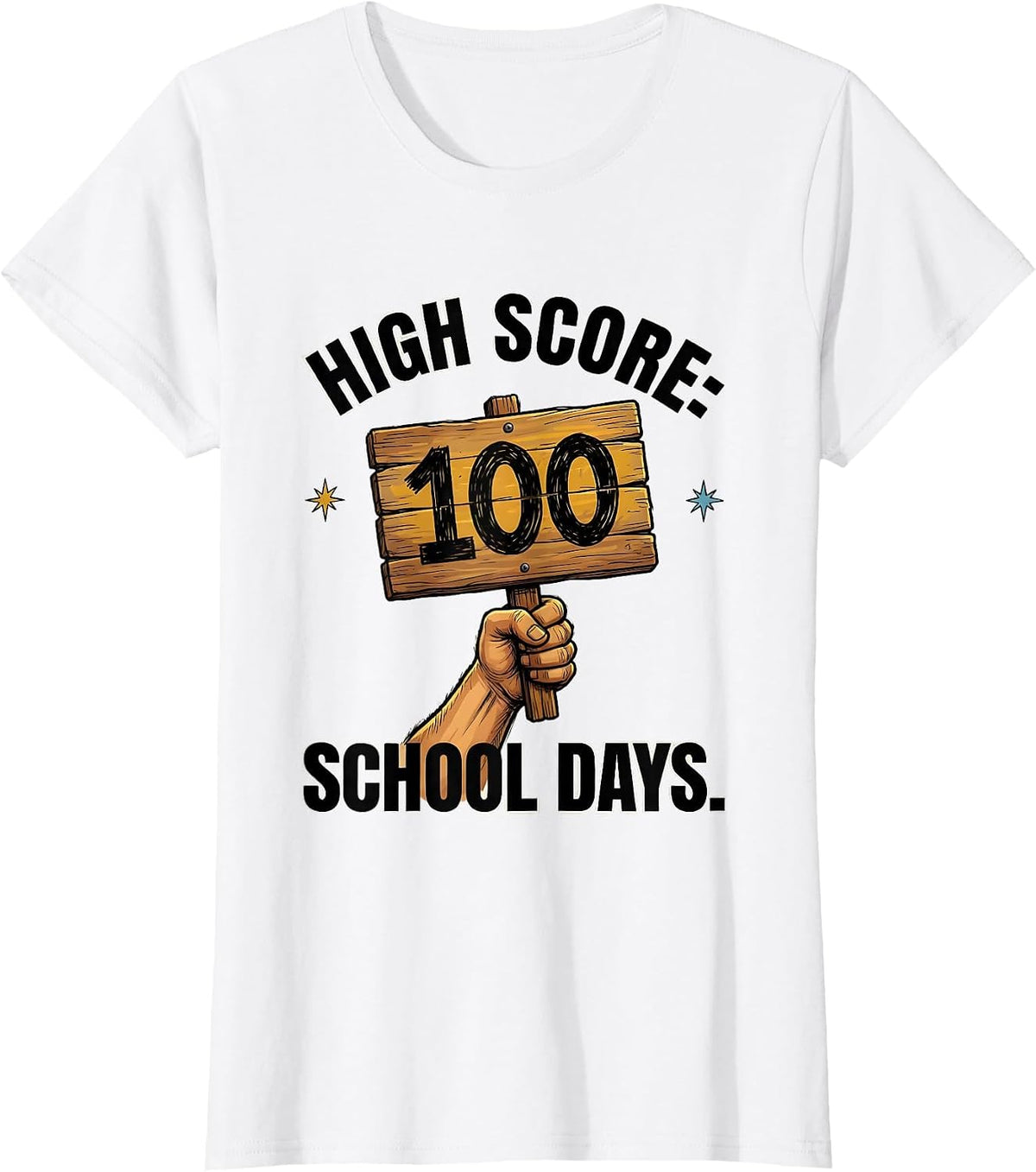 Women's High Score: 100 School Days Playful Gamer Milestone Boys T-Shirt - White