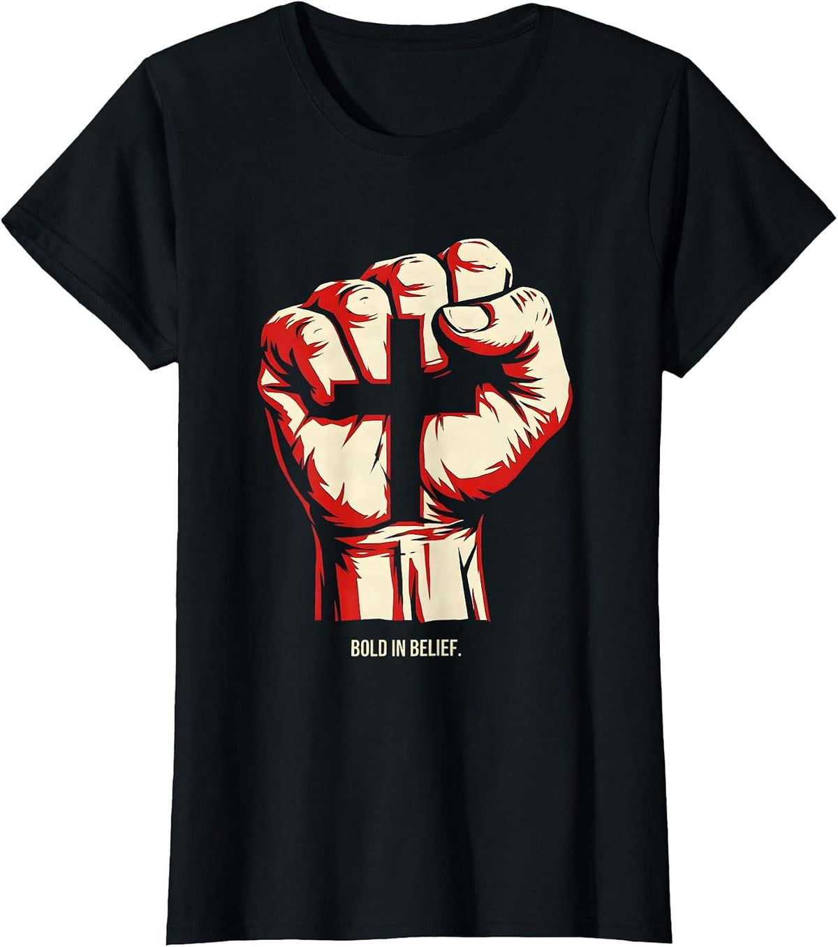 Bold in Belief Faith Over Fear Graphic Design T-Shirt - Black