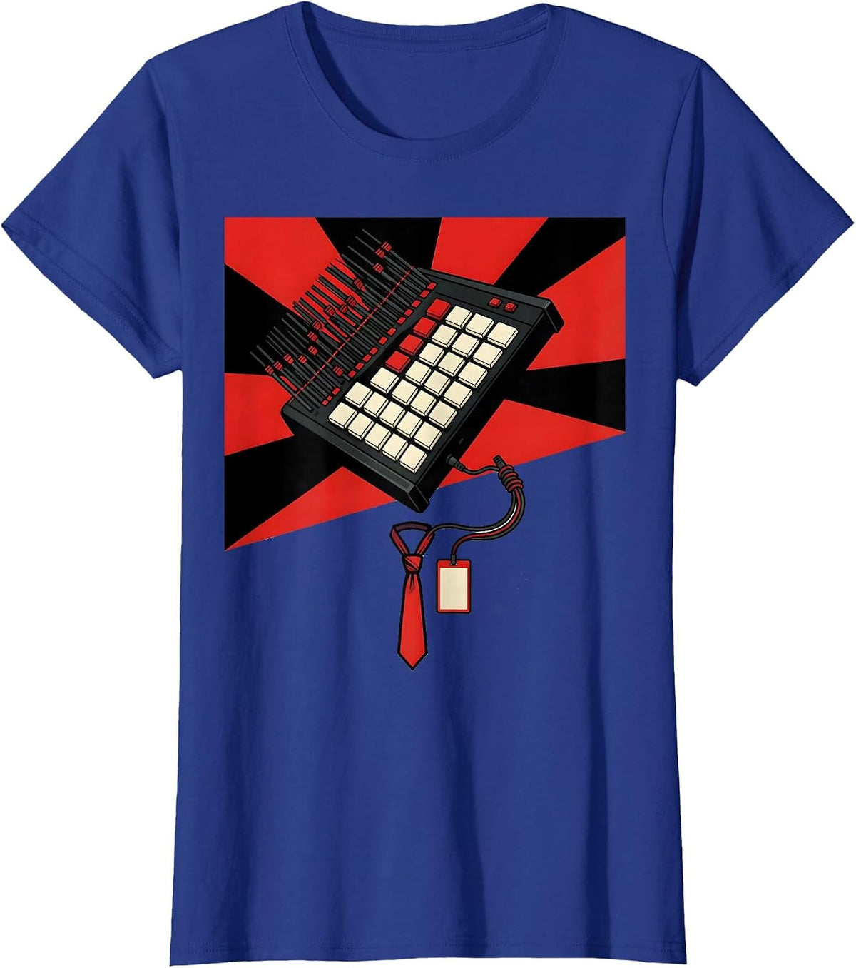 Women's Drum Machine Retro Hip Hop Throwback Graphic T-Shirt - Royal Blue