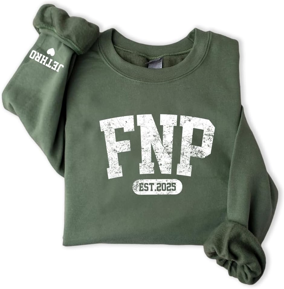 Personalized Nurse Sweatshirt, Custom Crewneck with Name for RN, LPN, CNA, Nursing Student, Gift for Healthcare Workers - Fnp