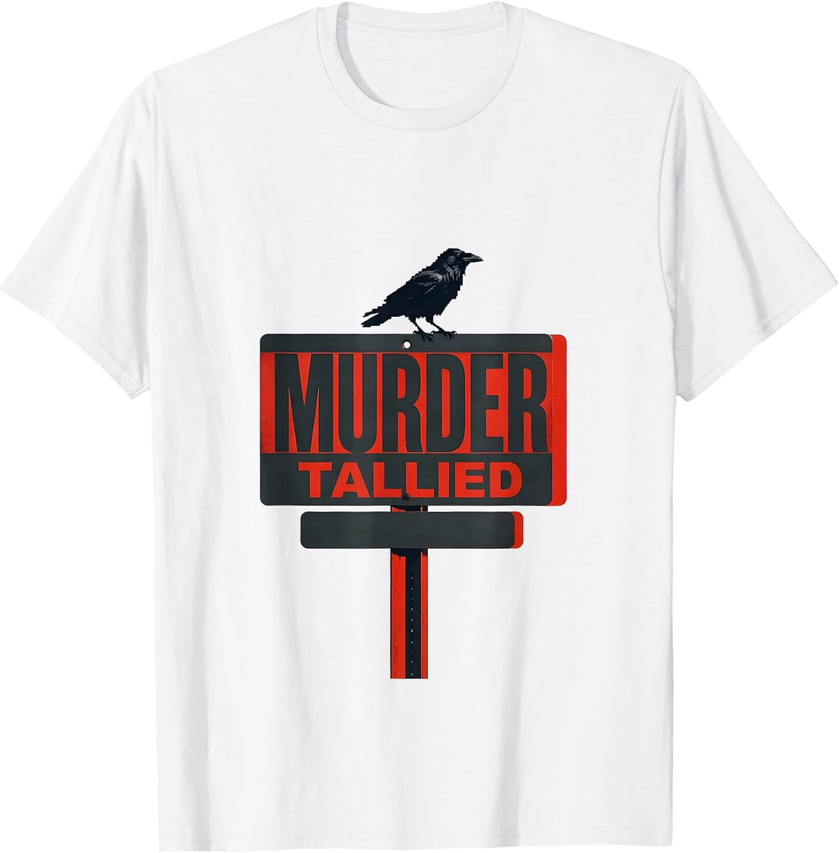 Men's Murder Tallied Minimalist Crow Dark Humor Bird Lover T-Shirt - White