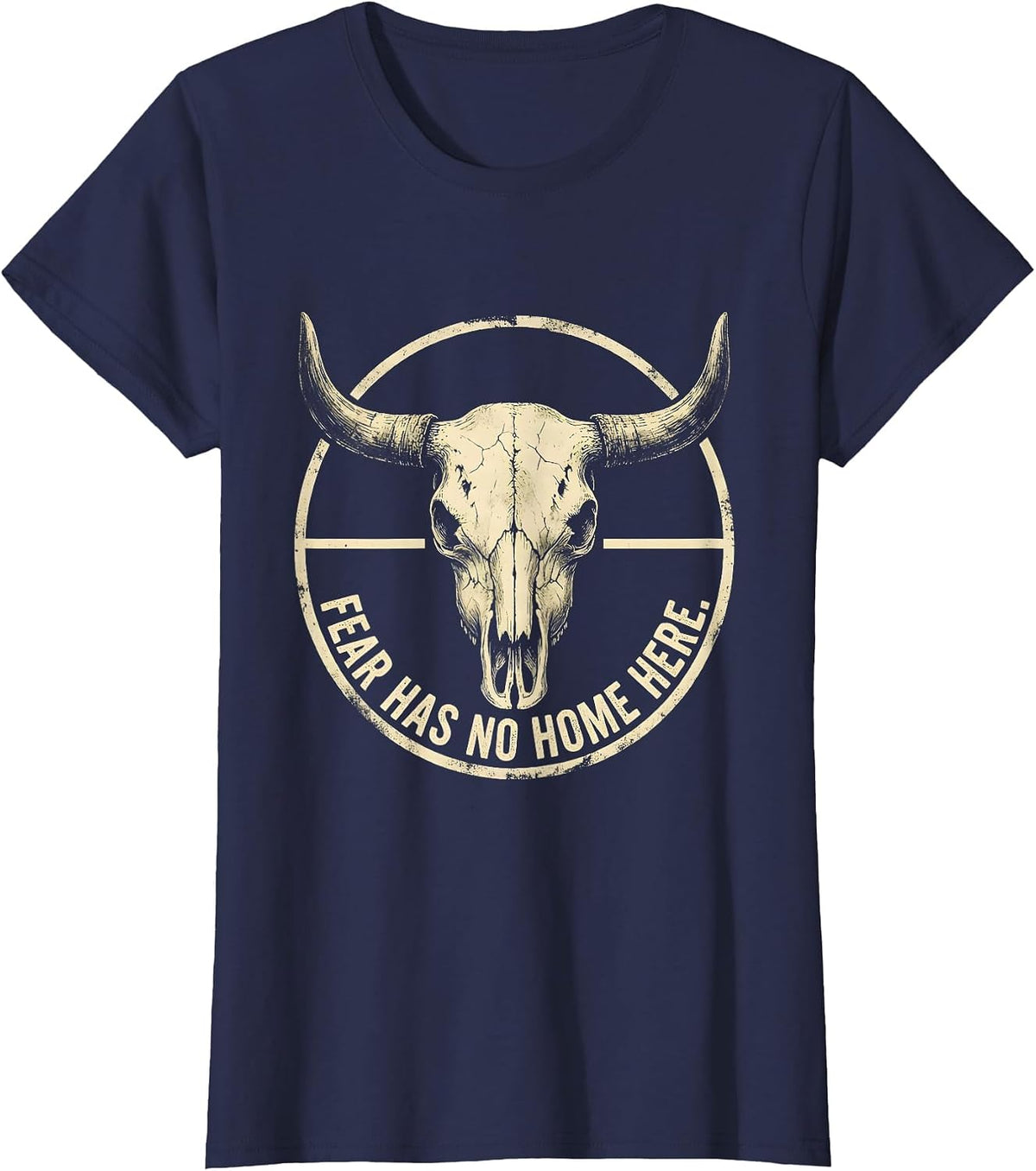 Women's Fear Has No Home Here Faith Over Fear Design T-Shirt - Navy Blue