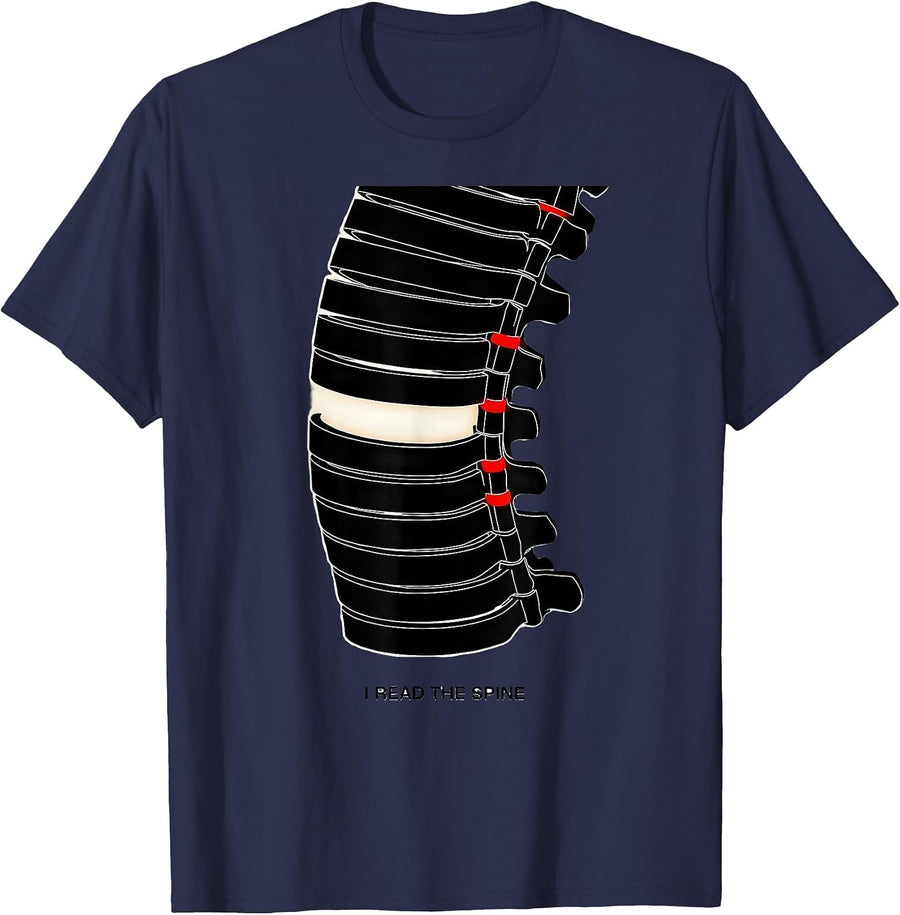 I Read The Spine Funny Chiropractor Spine Adjustment Humor T-Shirt - Navy Blue
