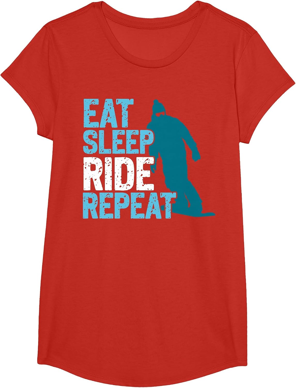 Snowboarding Snowboard Vintage Retro Ride Eat Sleep Ride T-Shirt - Girls Red