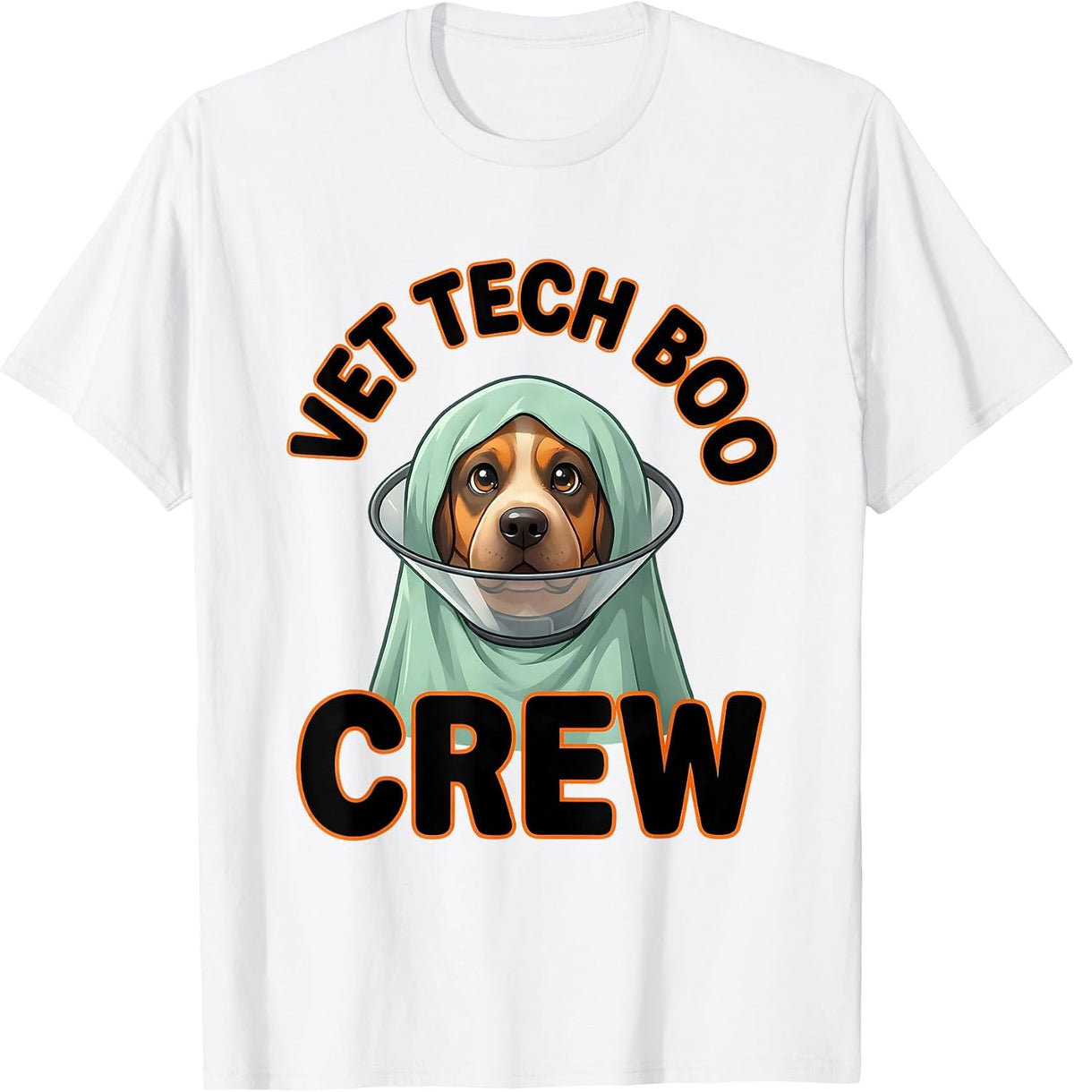 Men's Vet Tech Boo Crew Cute Kawaii Halloween Vet Tech Humor T-Shirt - White