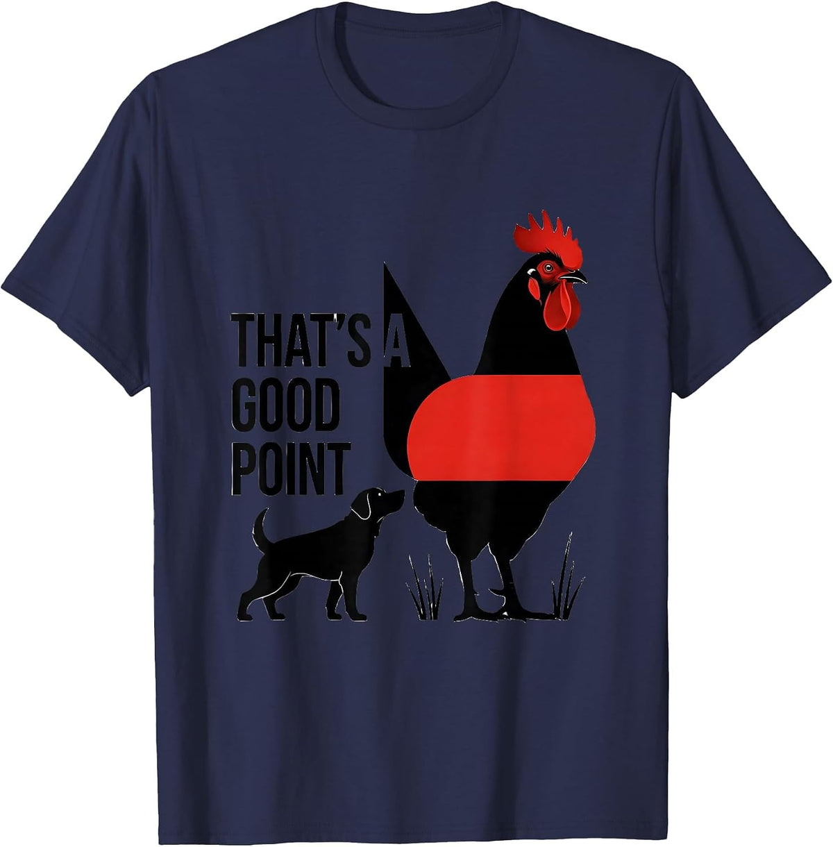 Men's That's A Good Point Minimalist Pheasant Hunting Dog Humor T-Shirt - Navy Blue