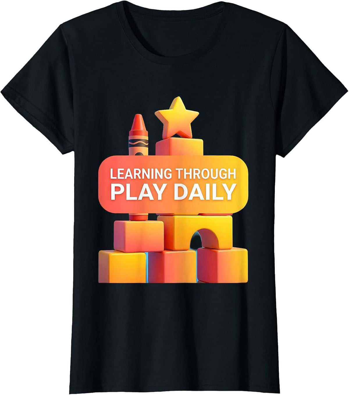 Learning Through Play Daily PreK Design T-Shirt - Black