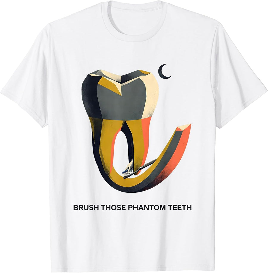 Brush Those Phantom Teeth Midcentury Modern Halloween T-Shirt - White