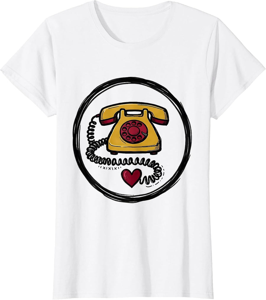 Women's Badge Ring Desk Telephone School Staff Appreciation Humor T-Shirt - White