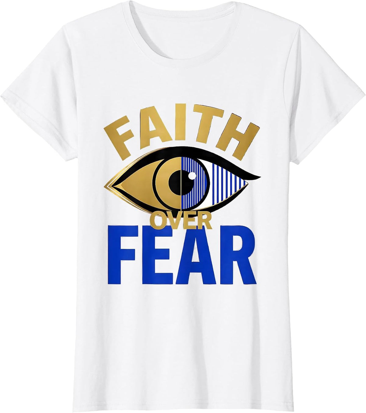 Faith Over Fear Bold Inspirational Design T-Shirt - White