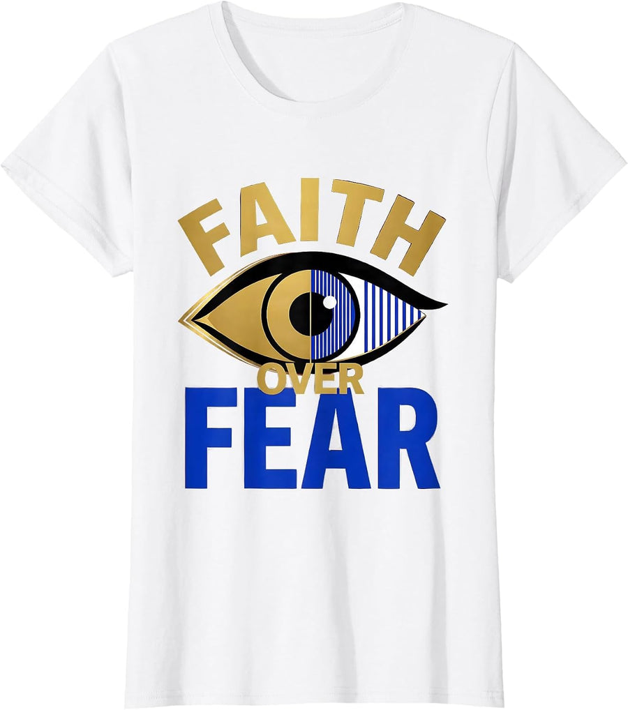 Faith Over Fear Bold Inspirational Design T-Shirt - White