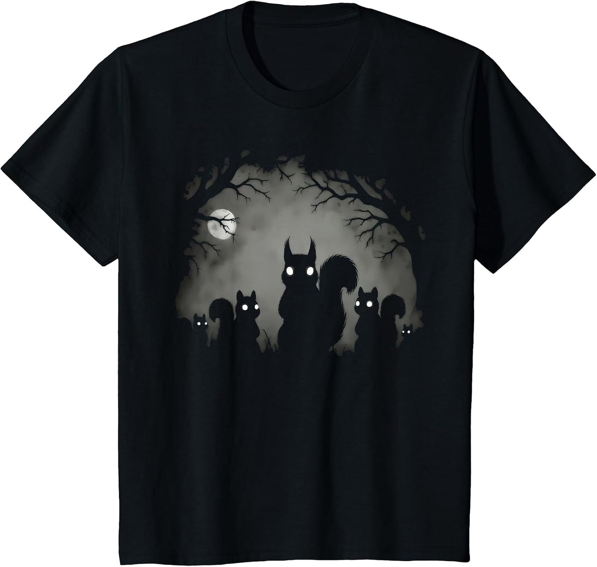Creepy Gothic Squirrel Halloween Horror Grunge Goth Squirrel Tees T Shirts - Black