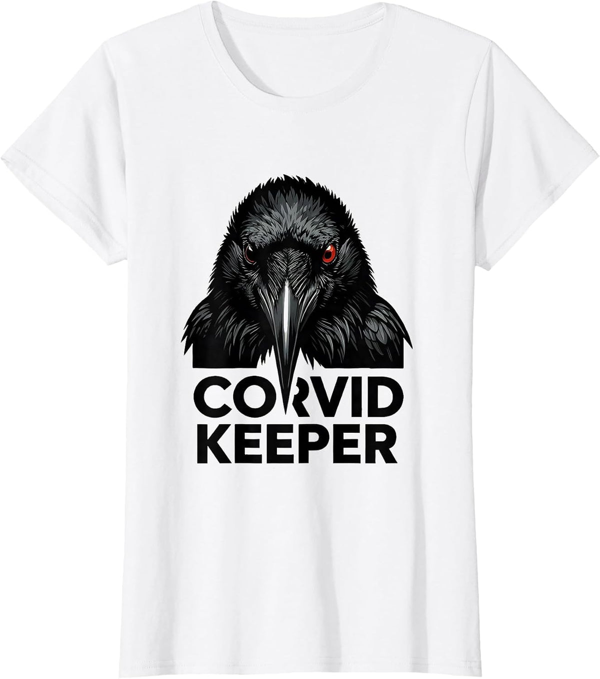 Women's Corvid Keeper Minimalist Crow Bird Gothic Nature Lover T-Shirt - White