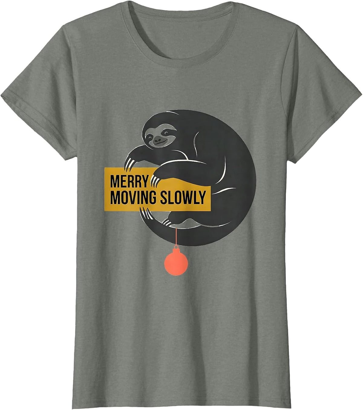 Merry Moving Slowly Midcentury Modern Sloth Lover Funny T-Shirt - Olive Heather