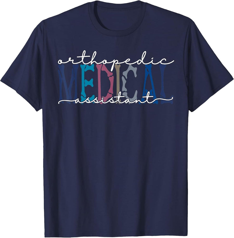 Orthopedic Medical Assistant Funny Nurse Orthopedics T-Shirt - Navy Blue