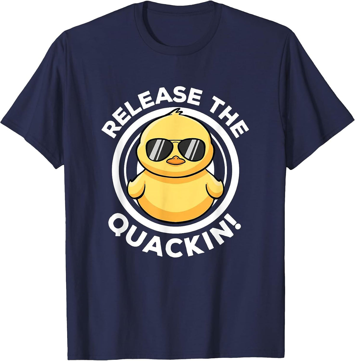 Release The Quackin I Love Duck Lovers Funny Yellow Duck T-Shirt - Navy Blue