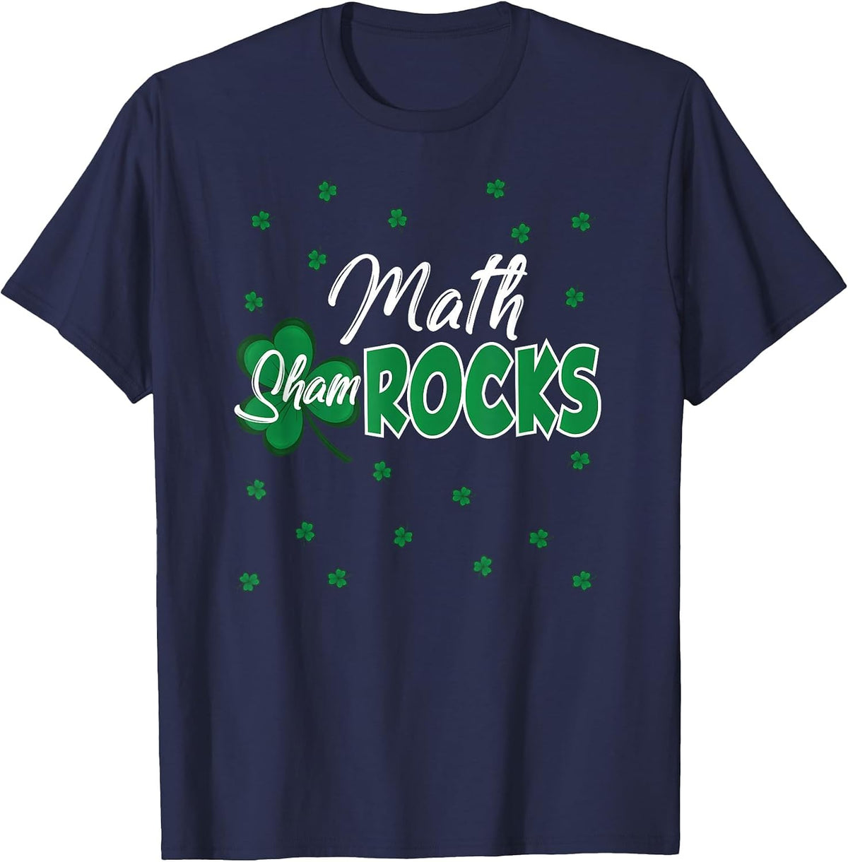 Math Shamrocks St. Patrick's Day School Shirt T-Shirt - Navy Blue