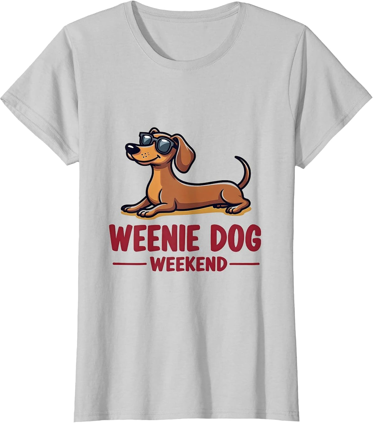 Weenie Dog Weekend Dachshund Lover Design T-Shirt - Silver Grey