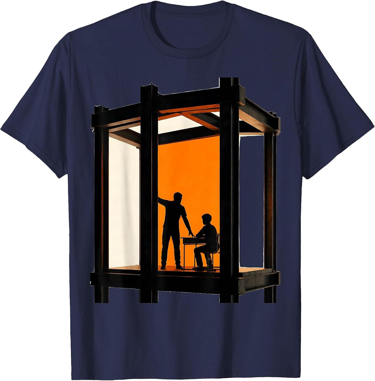 Men's Brutalist Classroom Support Staff Appreciation T-Shirt - Navy Blue