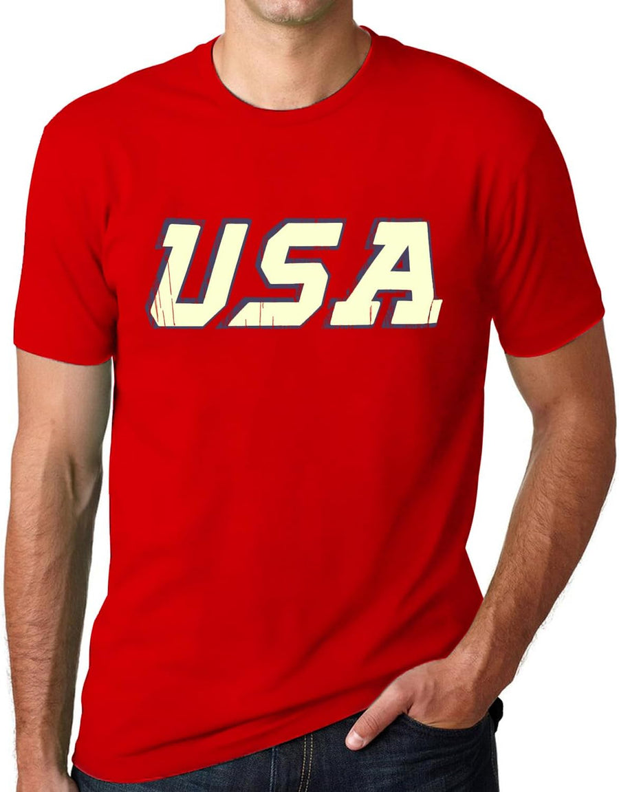 4th of July Shirts for Men USA Patriotic American Flag Freedom Tee - Red