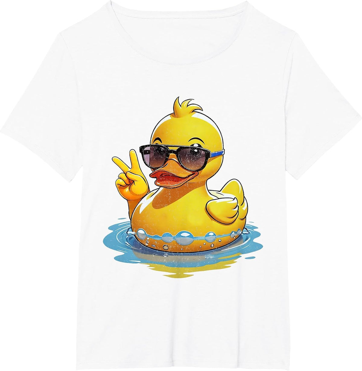 Retro Groovy Yellow Rubber Duck Peace Funny Duck Lovers T-Shirt - White