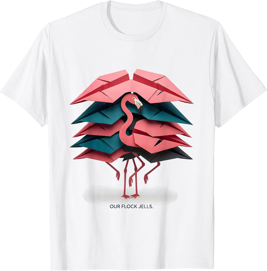 Our Flock Jells Funny Flamingo Lover Novelty Gift T-Shirt - White