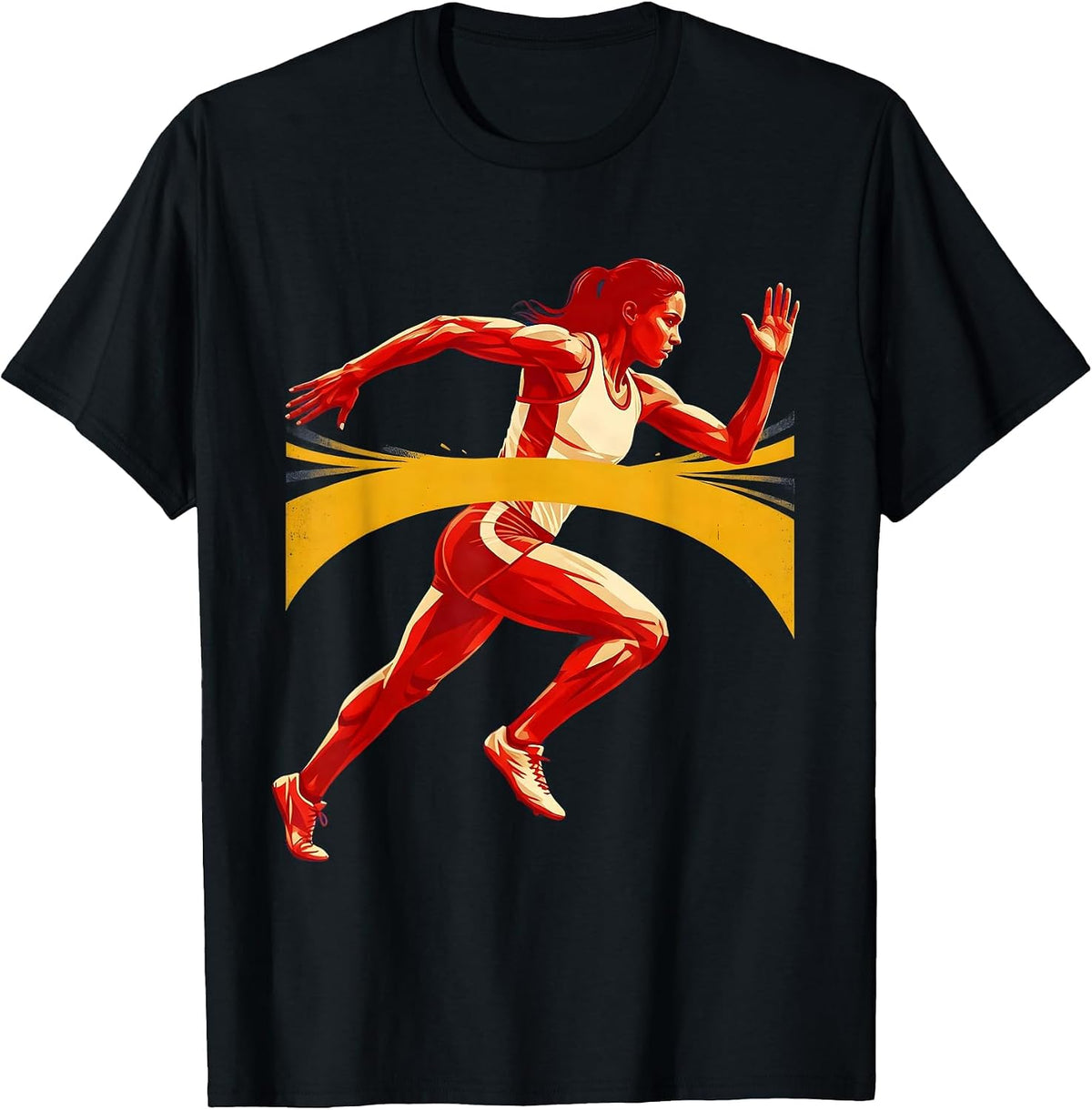 Men's Sprinter Breaking the Tape Track and Field Graphic T-Shirt - Black