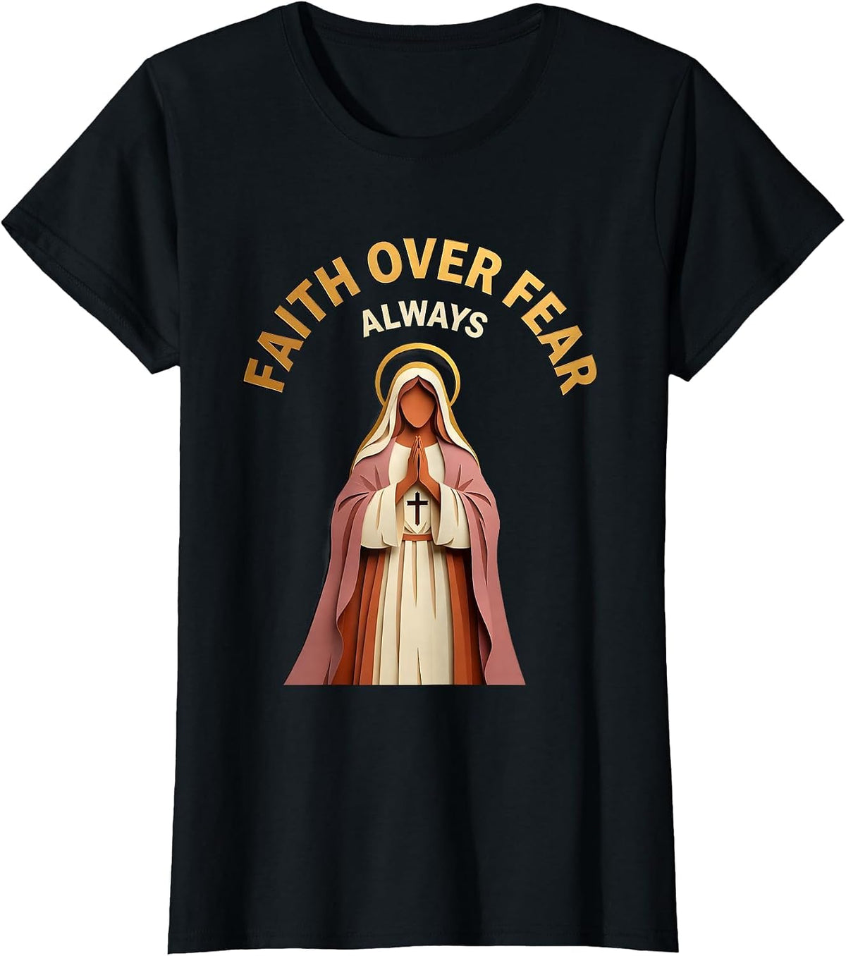 Faith Over Fear Always Jesus Inspirational Design T-Shirt - Black