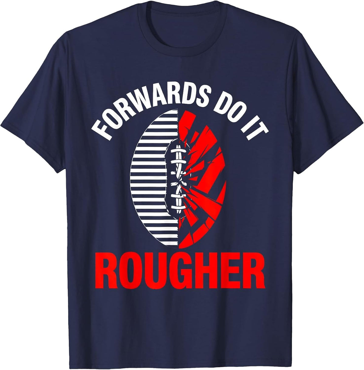 Men's Forwards Do It Rougher Rugby Graphic Design T-Shirt - Navy Blue
