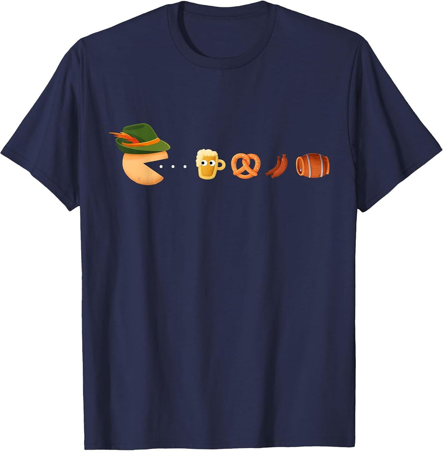 Funny Oktoberfest Gamer, Beer Festival, German Beer Drinking T-Shirt - Navy Blue