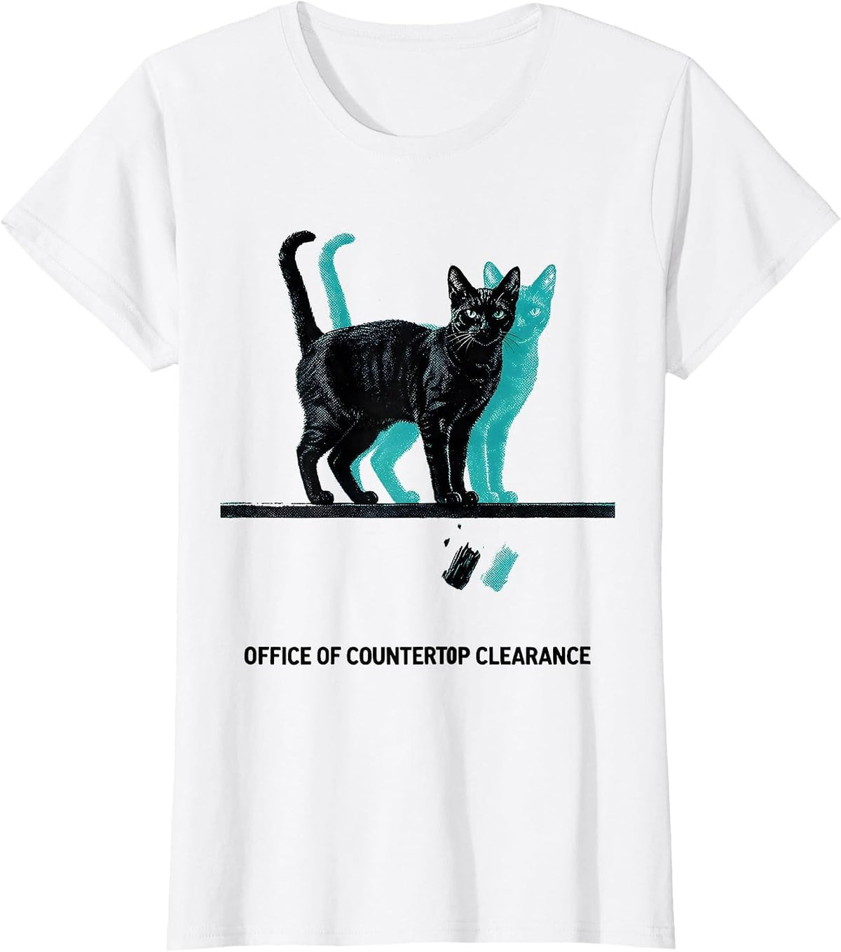 Office Of Countertop Clearance Funny Cat Physics Humor T-Shirt - White