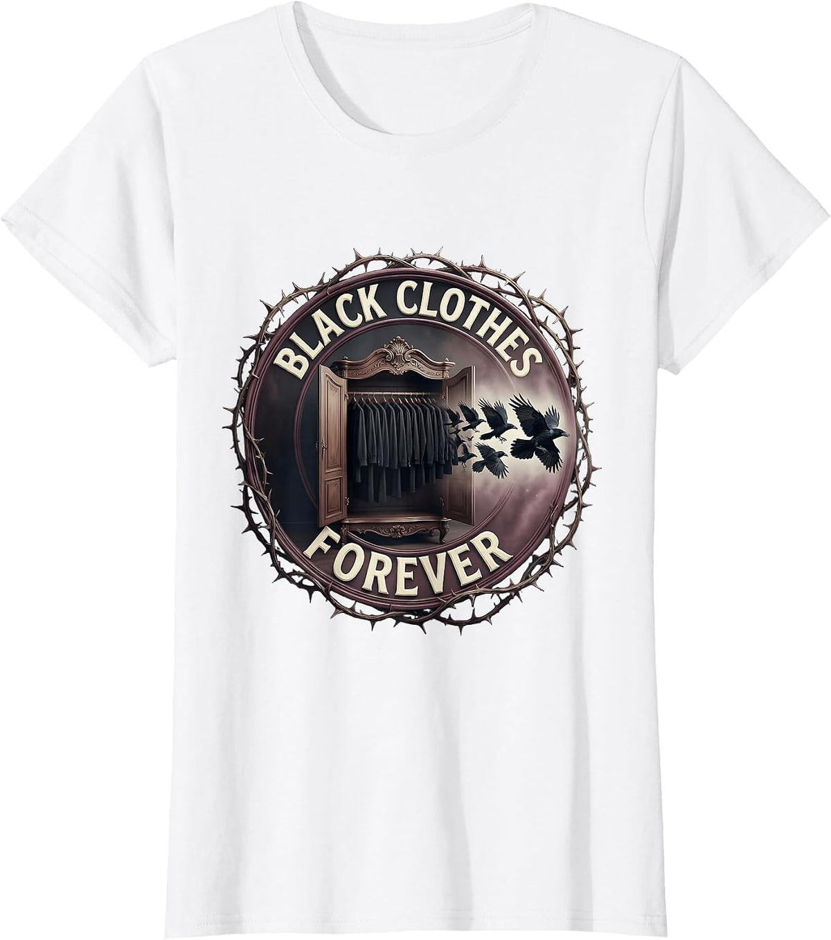 Black Clothes Forever Gothic Dark Aesthetic Design T-Shirt - White